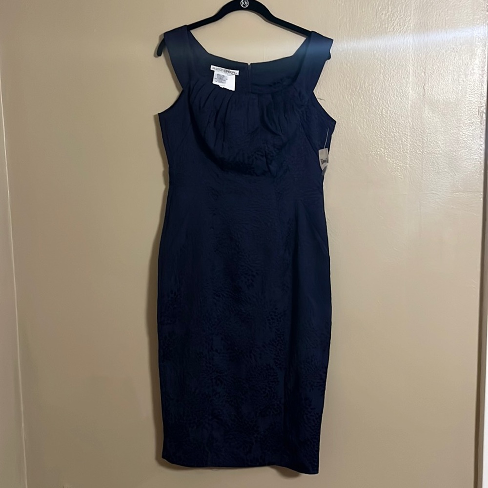 Maggy London Vintage Embroidered Navy Blue Evening Dress Sz 10 Special Events
